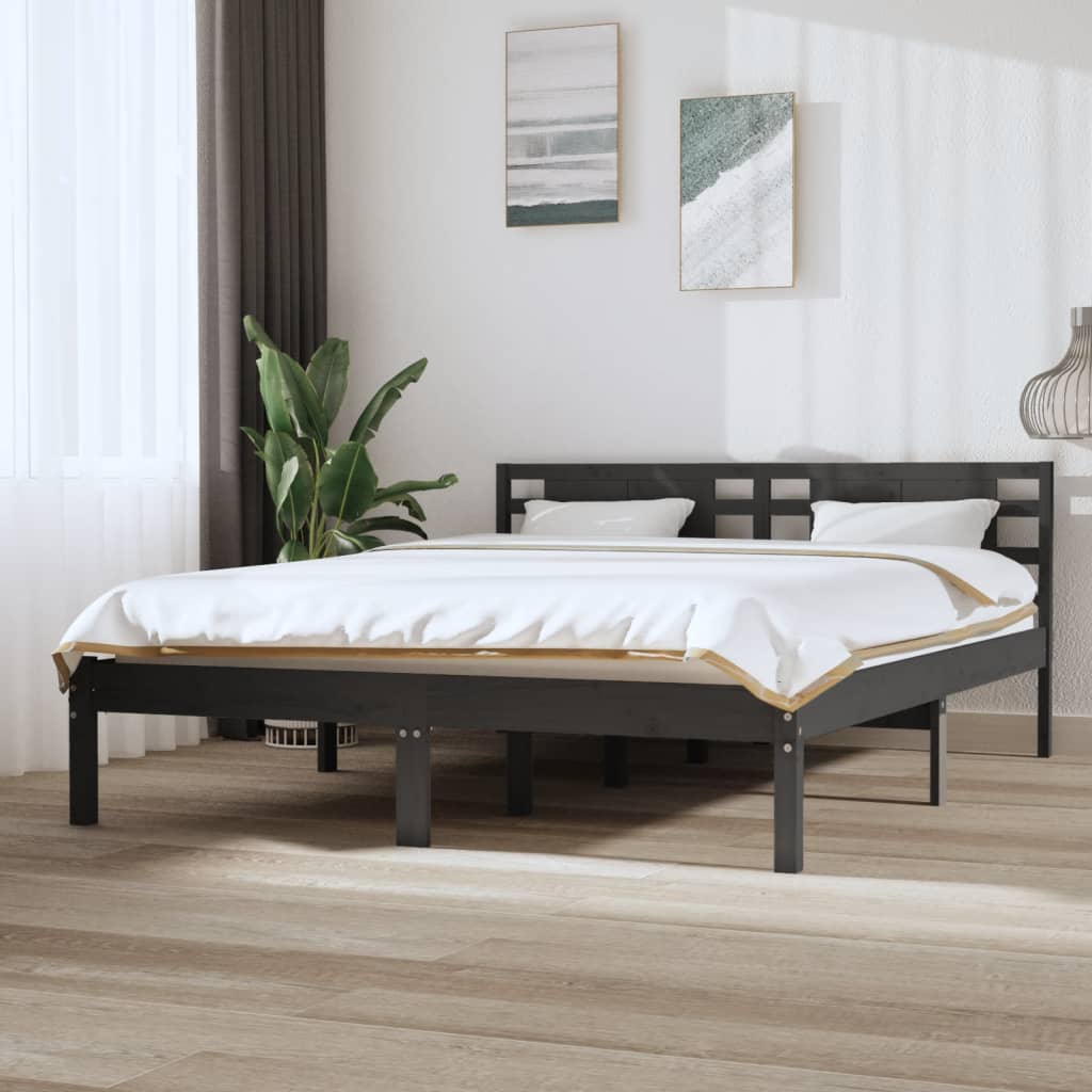 vidaXL Rám postele šedý masivní borovice 140 x 200 cm