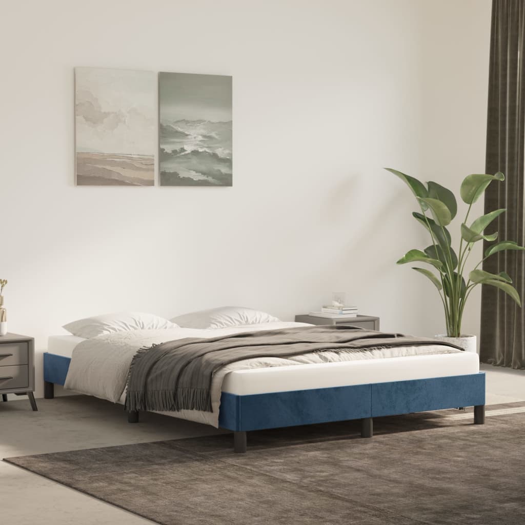 vidaXL Rám postele tmavě modrý 140 x 200 cm samet