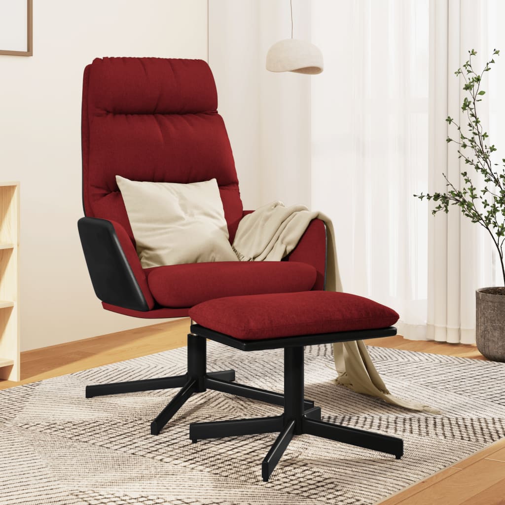 vidaXL Relaxační křeslo se stoličkou vínové textil