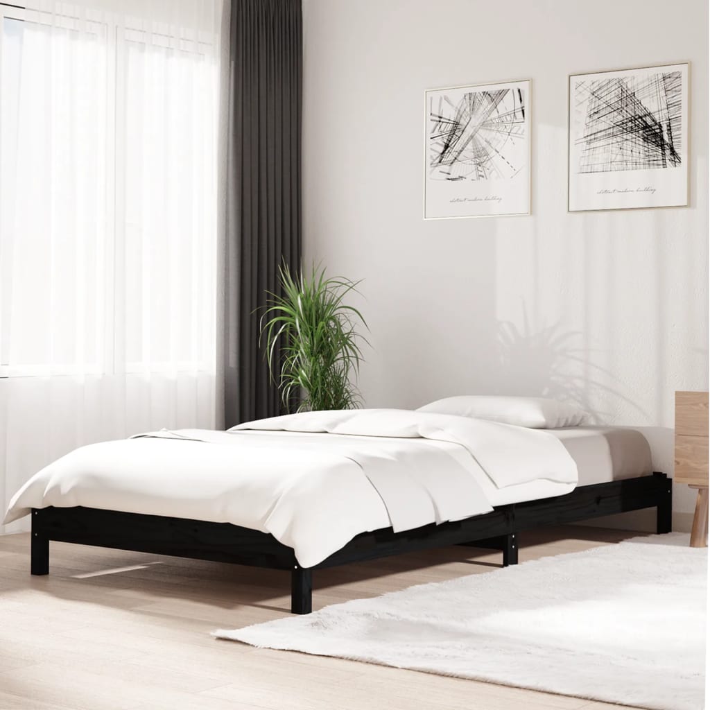 vidaXL Stohovatelná postel černá 90 x 200 cm masivní borovice