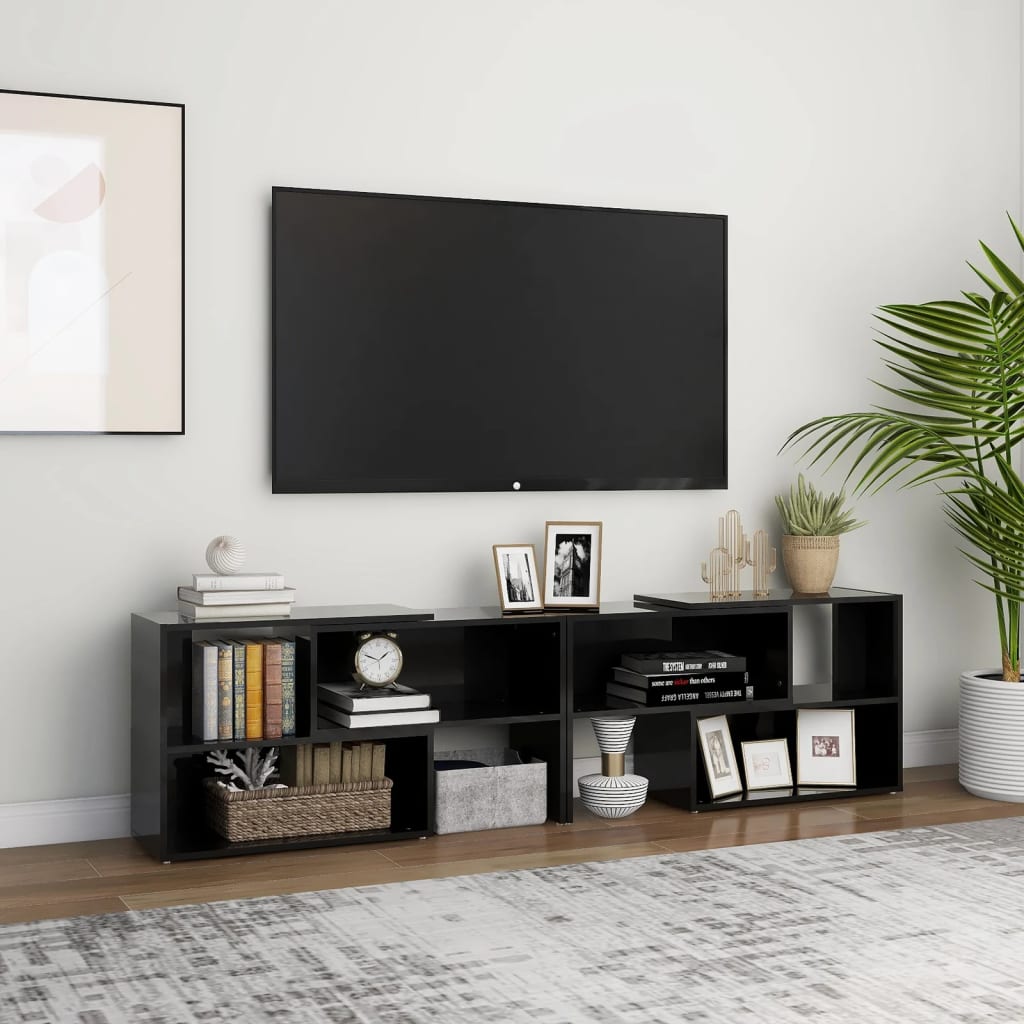 vidaXL TV skříňka černá s vysokým leskem 149 x 30 x 52 cm dřevotříska
