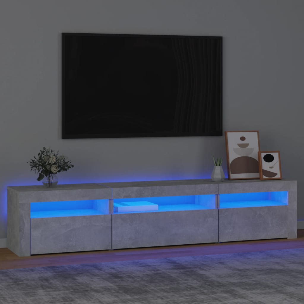 vidaXL TV skříňka s LED osvětlením betonově šedá 195x35x40 cm