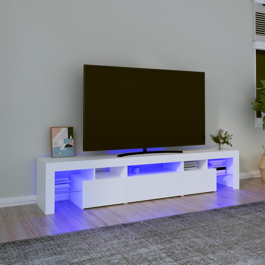 vidaXL TV skříňka s LED osvětlením bílá 200x36