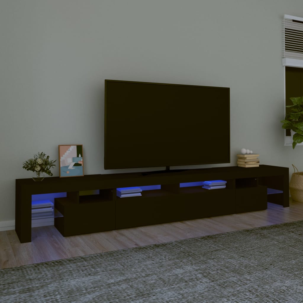 vidaXL TV skříňka s LED osvětlením černá 260x36