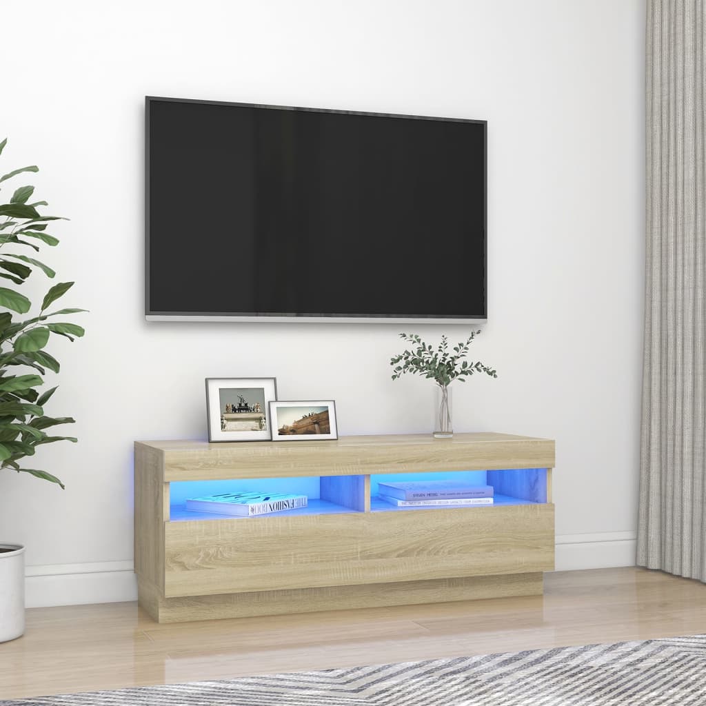 vidaXL TV skříňka s LED osvětlením dub sonoma 100 x 35 x 40 cm