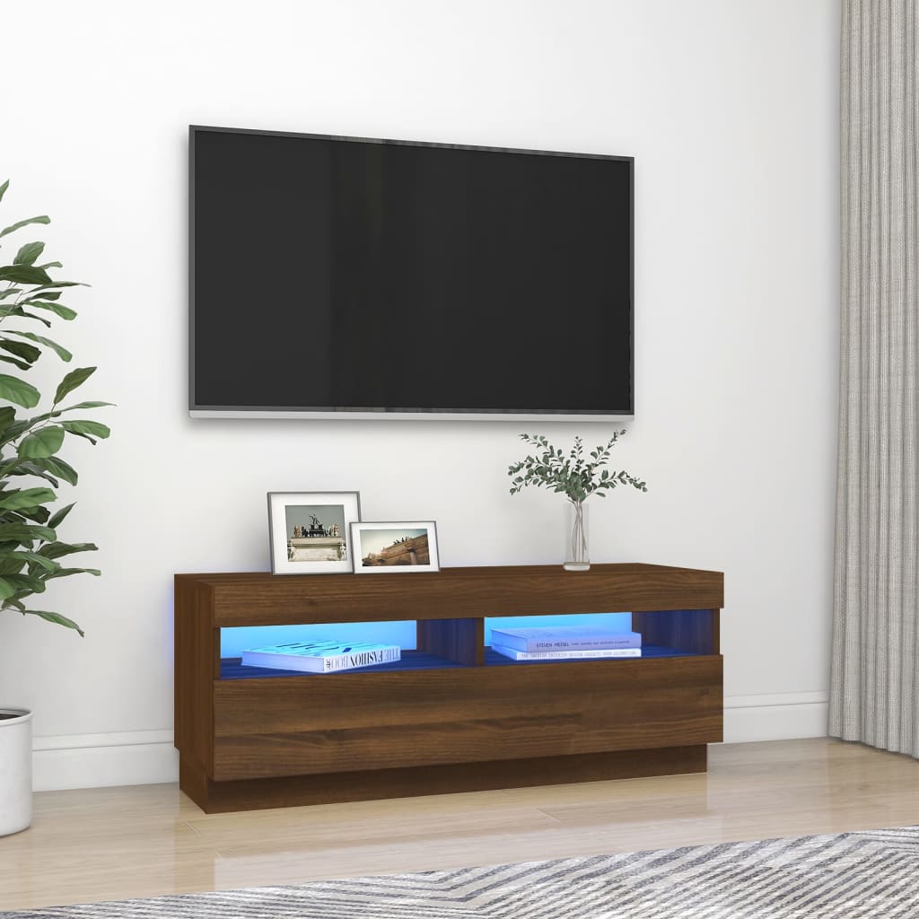 vidaXL TV skříňka s LED osvětlením hnědý dub 100 x 35 x 40 cm