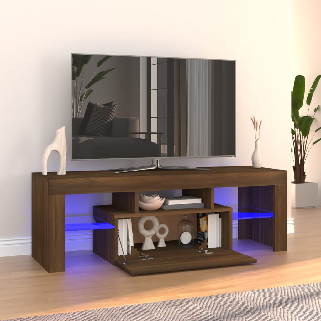 vidaXL TV skříňka s LED osvětlením hnědý dub 120 x 35 x 40 cm