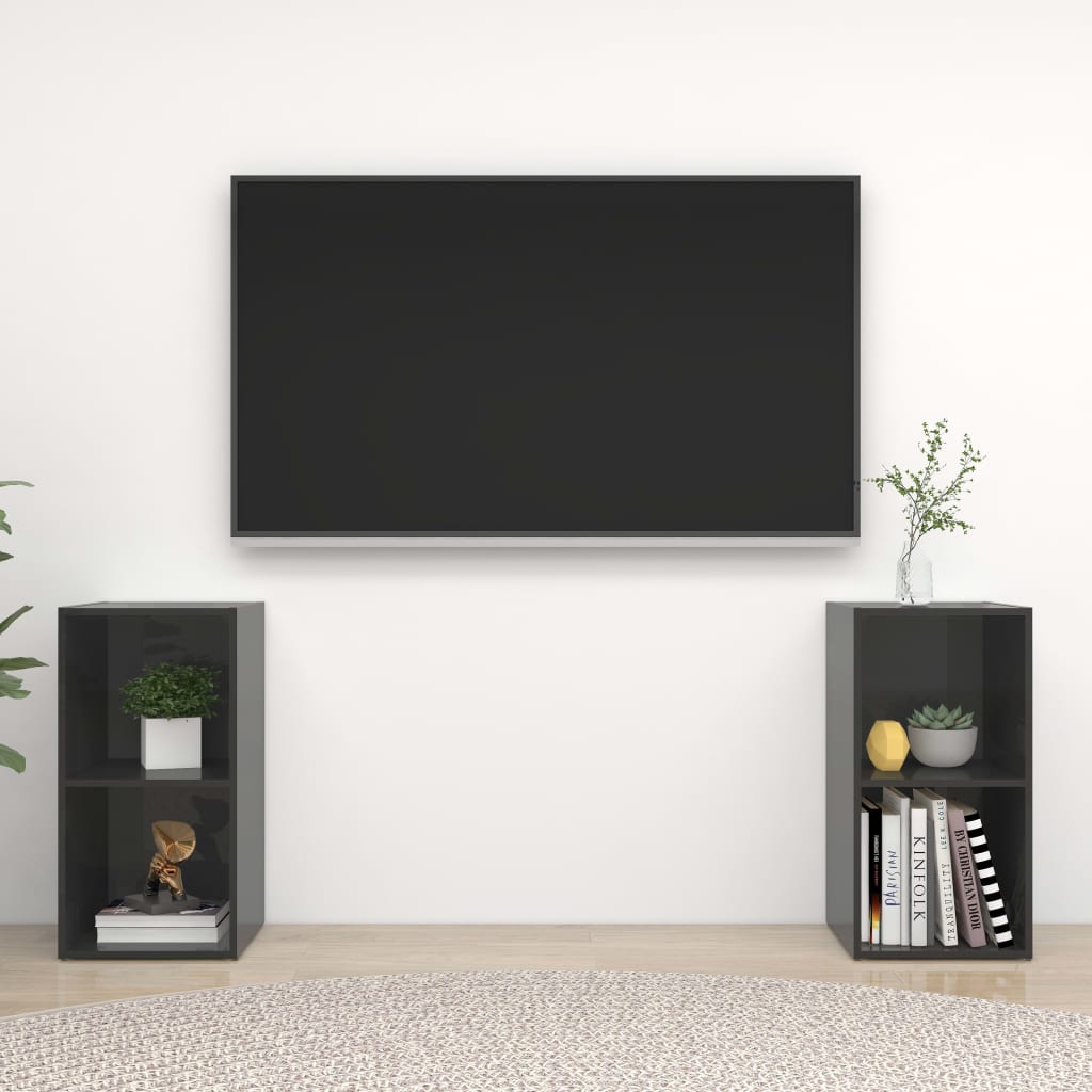 vidaXL TV skříňky 2 ks šedé vysoký lesk 72 x 35 x 36