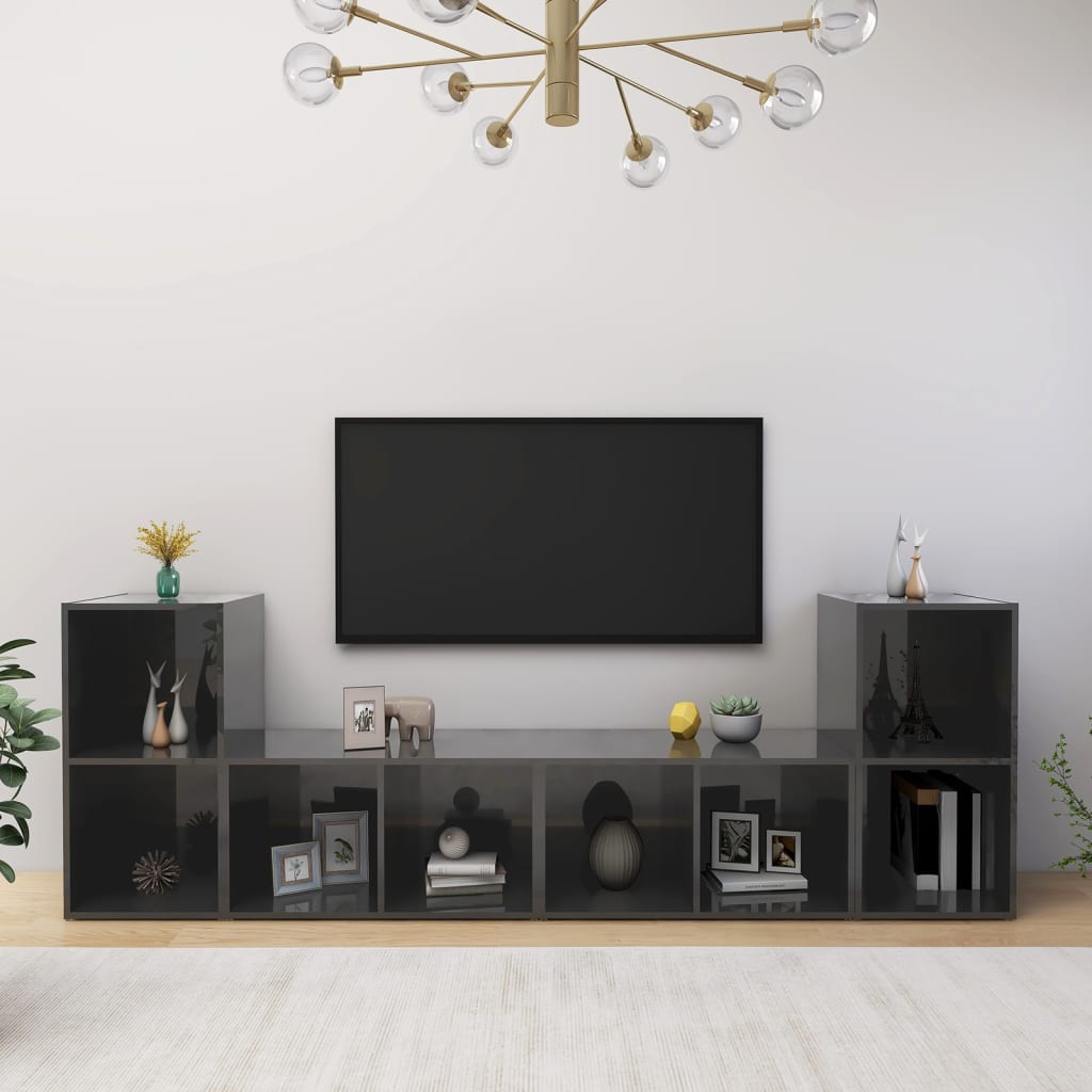 vidaXL TV skříňky 4 ks šedé vysoký lesk 72 x 35 x 36