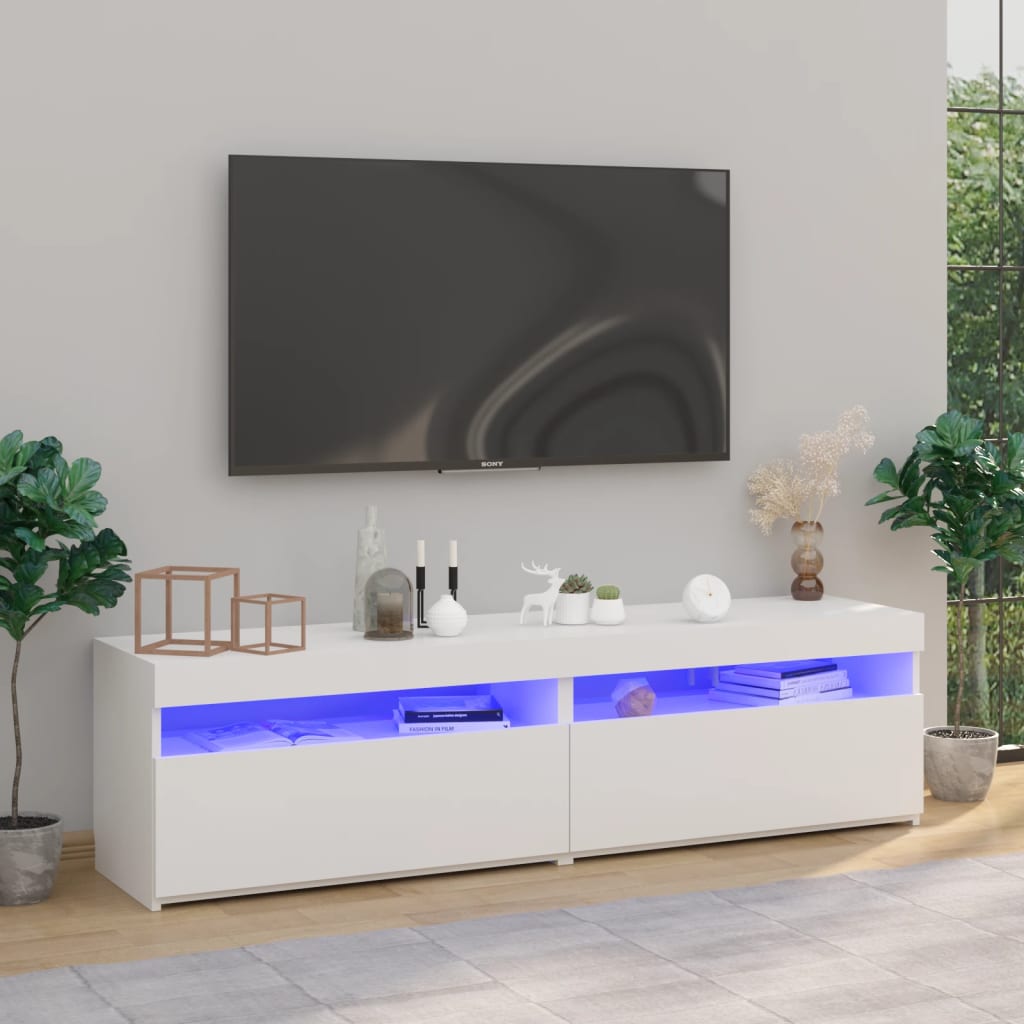 vidaXL TV skříňky s LED osvětlením 2 ks bílé vysoký lesk 75x35x40 cm