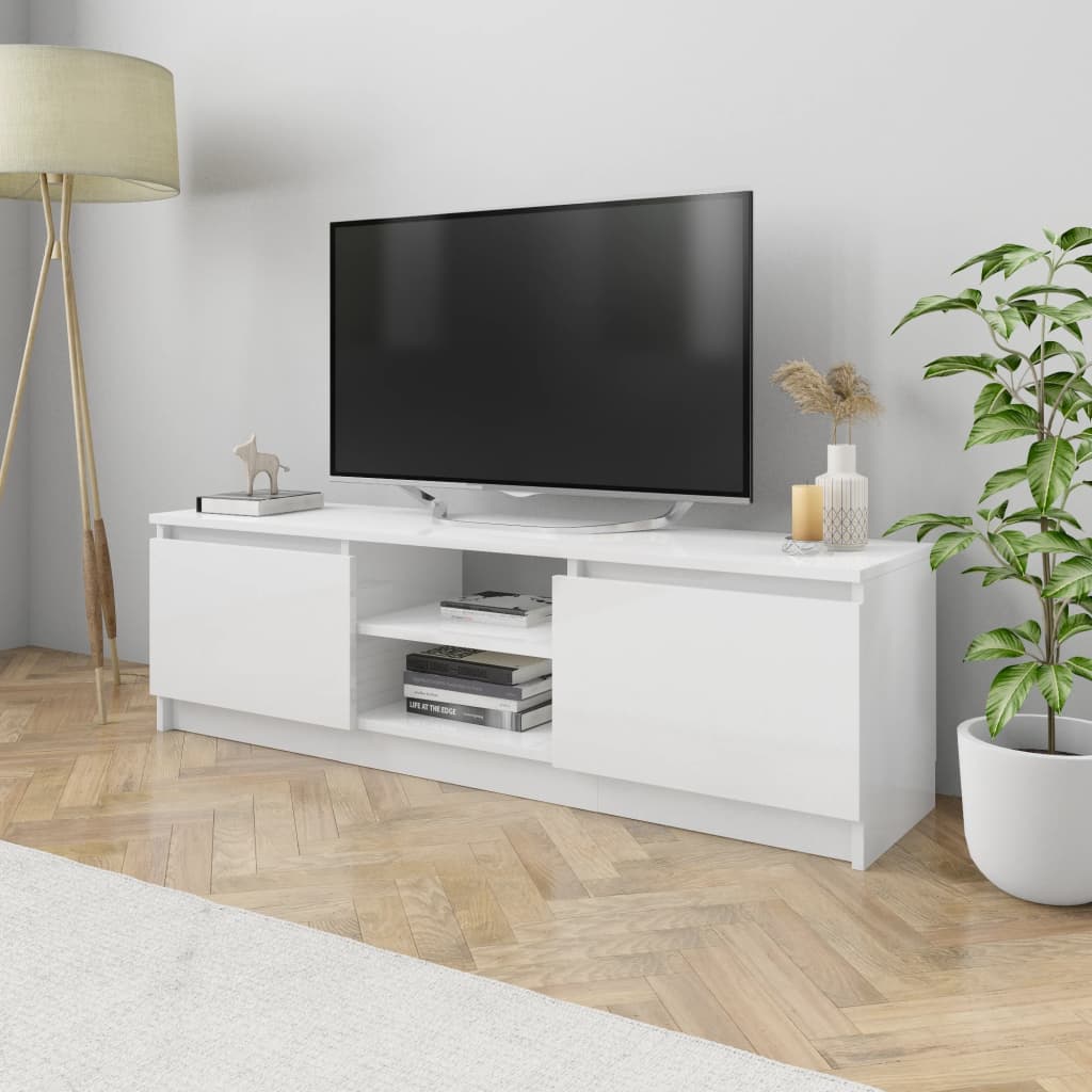 vidaXL TV stolek bílý s vysokým leskem 120 x 30 x 35