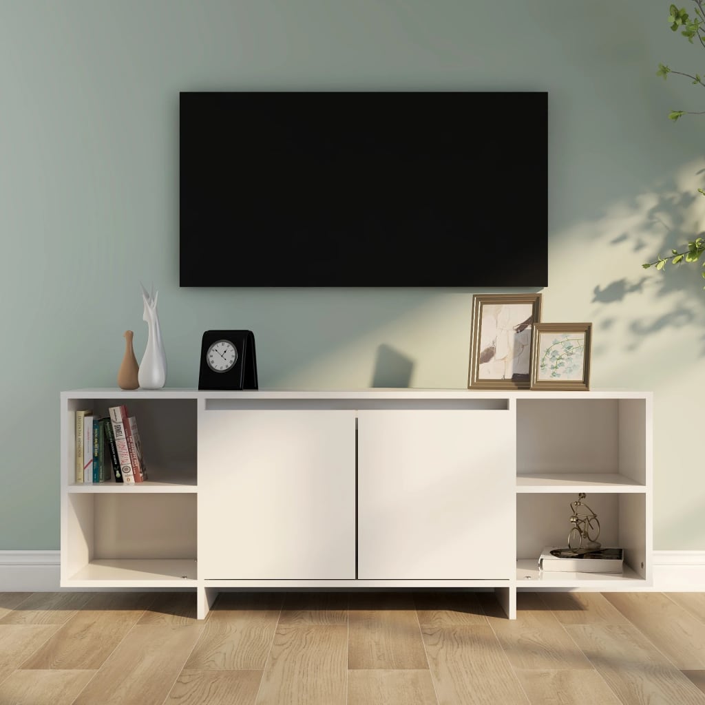 vidaXL TV stolek bílý s vysokým leskem 130 x 35 x 50 cm dřevotříska
