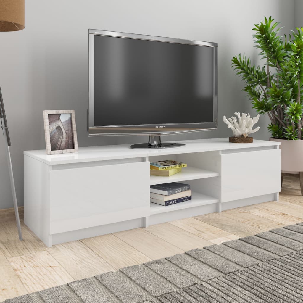 vidaXL TV stolek bílý s vysokým leskem 140 x 40 x 35