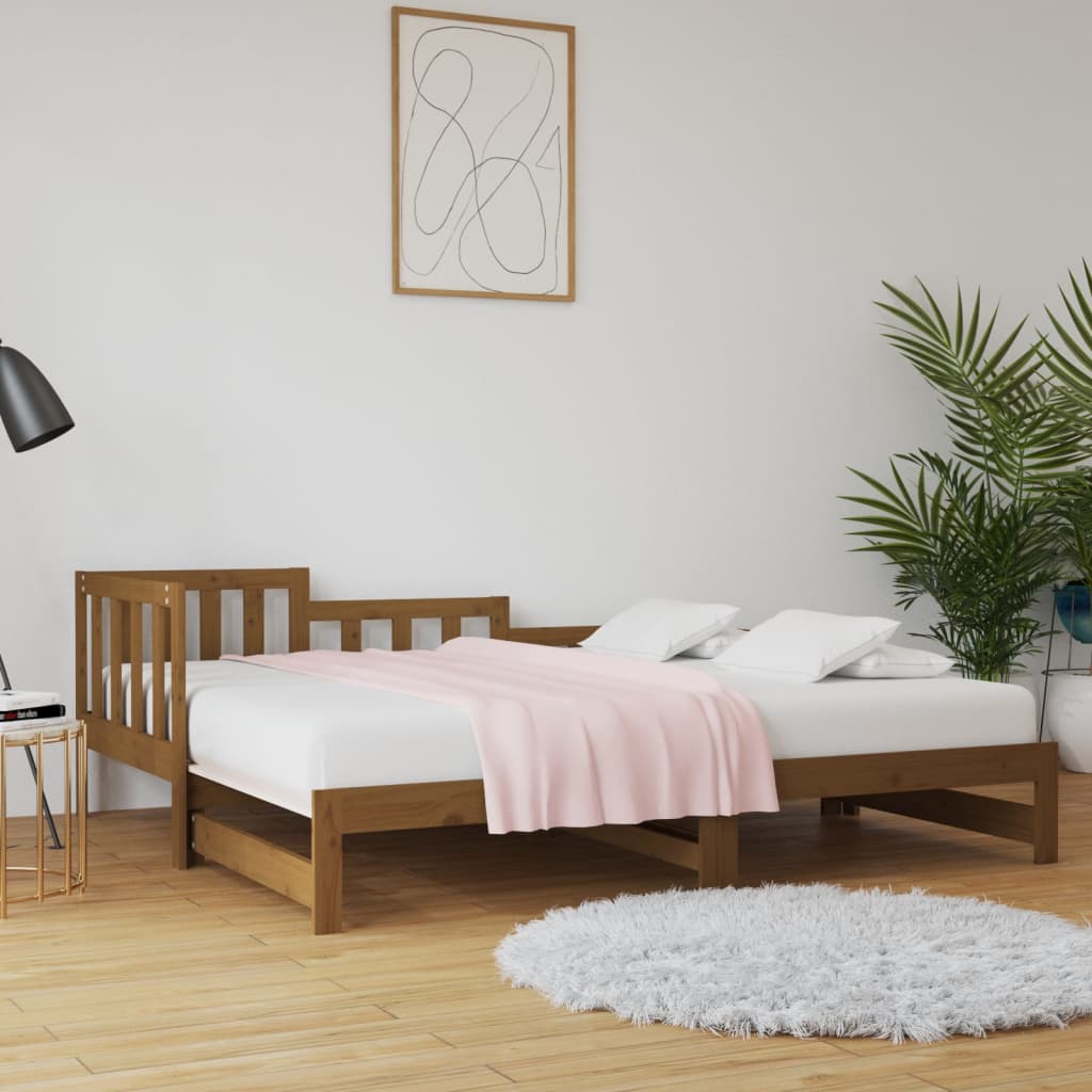vidaXL Výsuvná postel medově hnědá 2x (90 x 200) cm masivní borovice