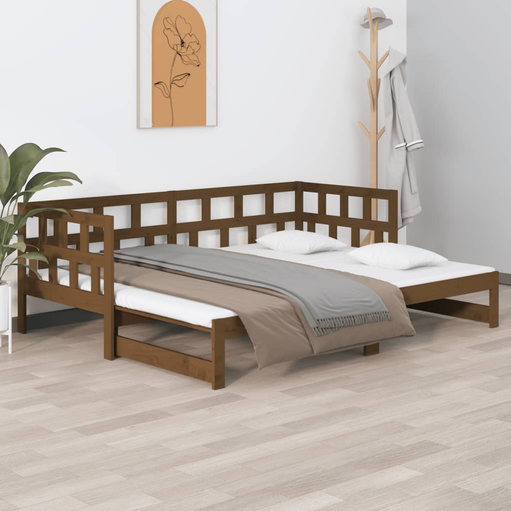 vidaXL Výsuvná postel medově hnědá masivní borovice 2x (90 x 190) cm