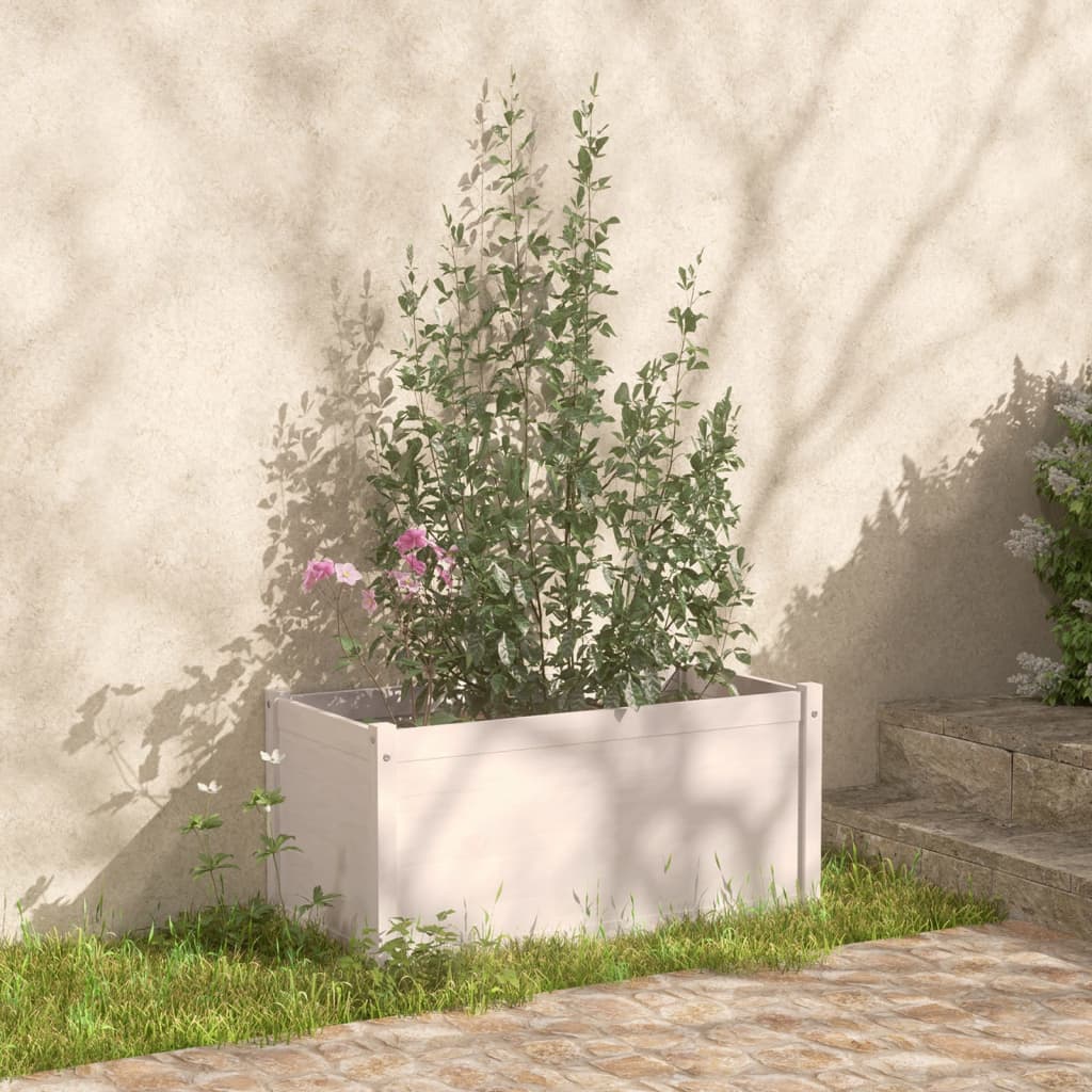 vidaXL Zahradní truhlík bílý 100 x 50 x 50 cm masivní borovice