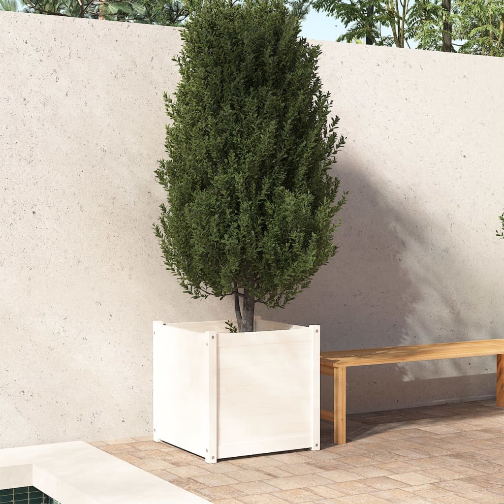 vidaXL Zahradní truhlík bílý 60 x 60 x 60 cm masivní borovice