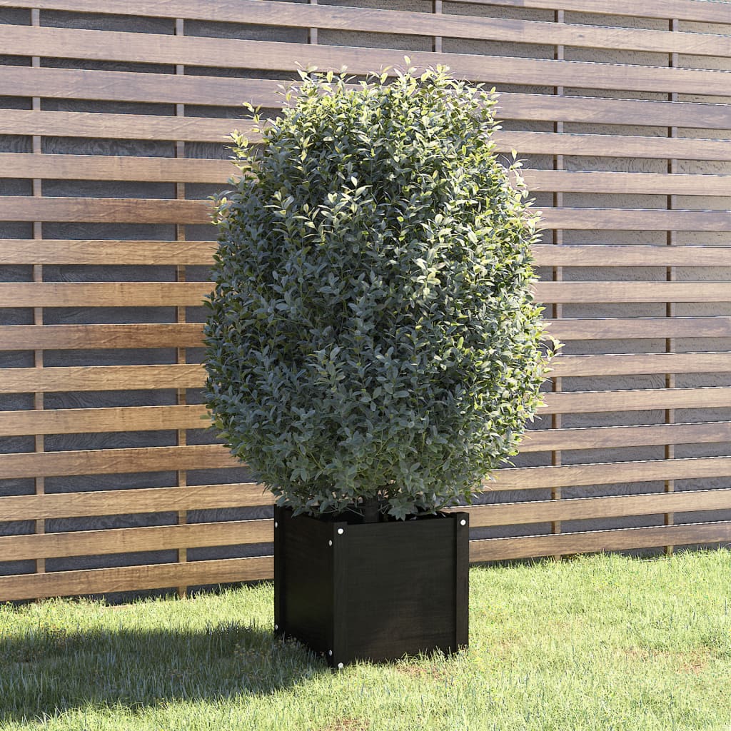 vidaXL Zahradní truhlík černý 40 x 40 x 40 cm masivní borovice