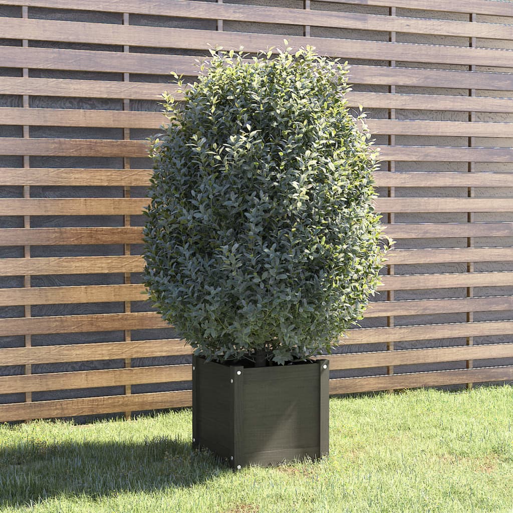 vidaXL Zahradní truhlík šedý 40 x 40 x 40 cm masivní borovice