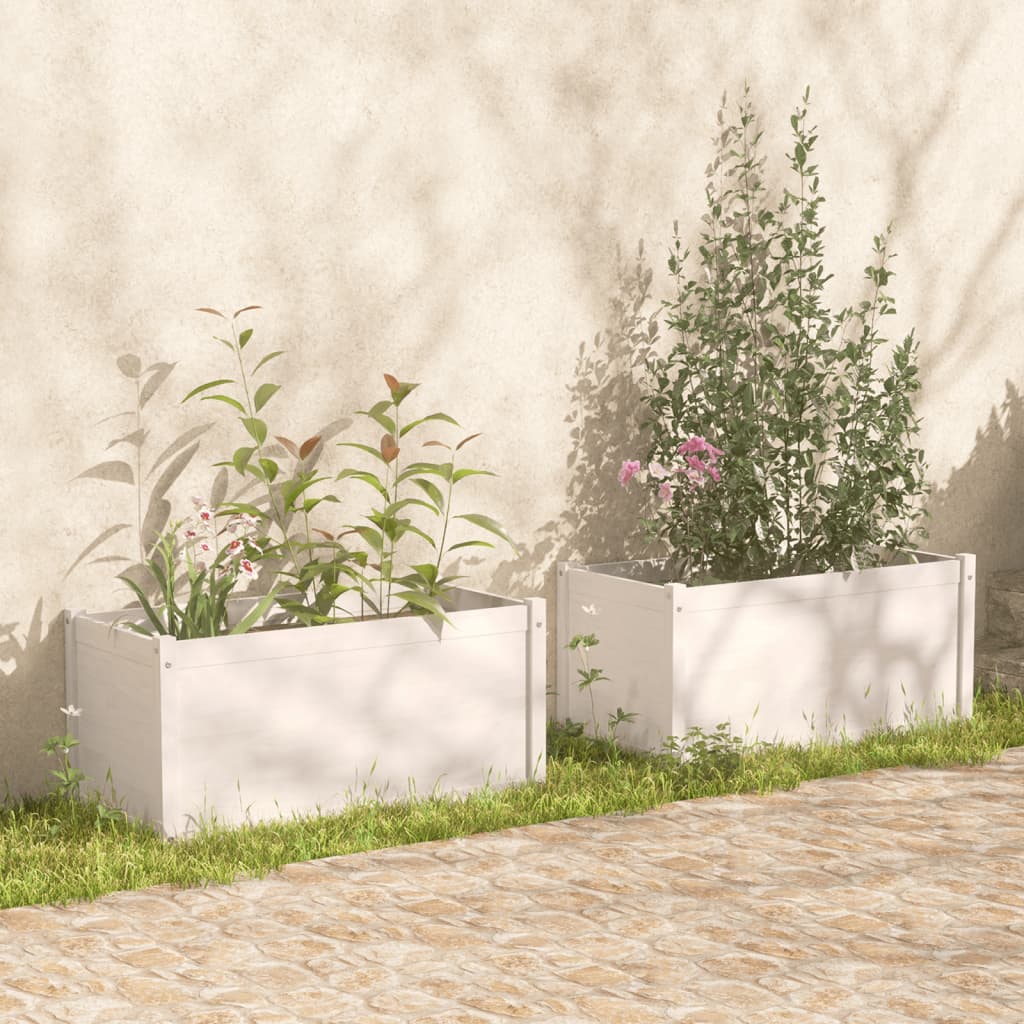 vidaXL Zahradní truhlíky 2 ks bílé 100 x 50 x 50 cm masivní borovice