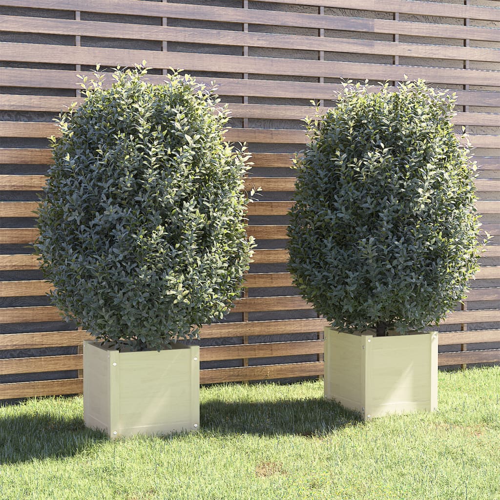 vidaXL Zahradní truhlíky 2 ks bílé 40 x 40 x 40 cm masivní borovice
