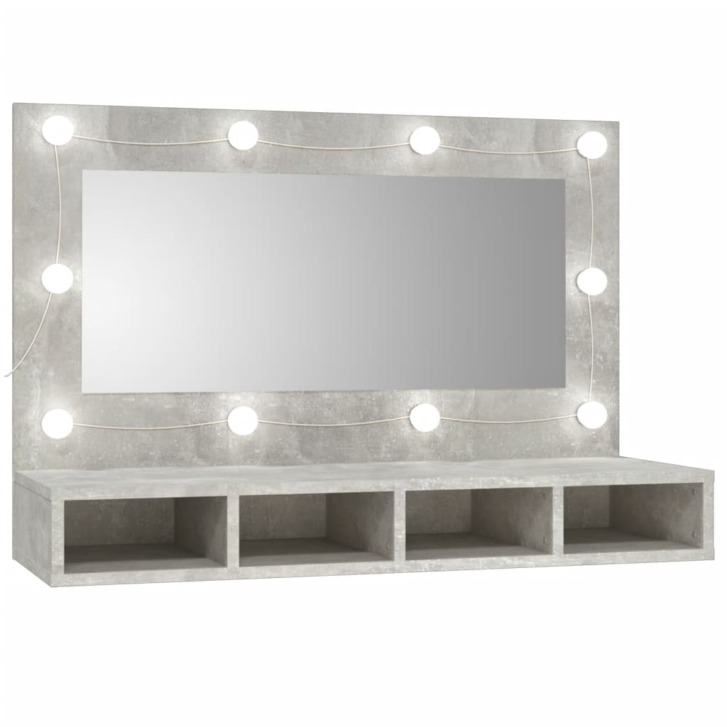 vidaXL Zrcadlová skříňka s LED betonově šedá 90 x 31