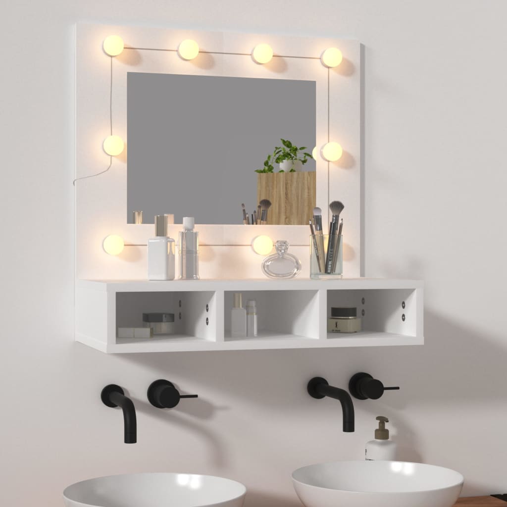 vidaXL Zrcadlová skříňka s LED bílá 60 x 31
