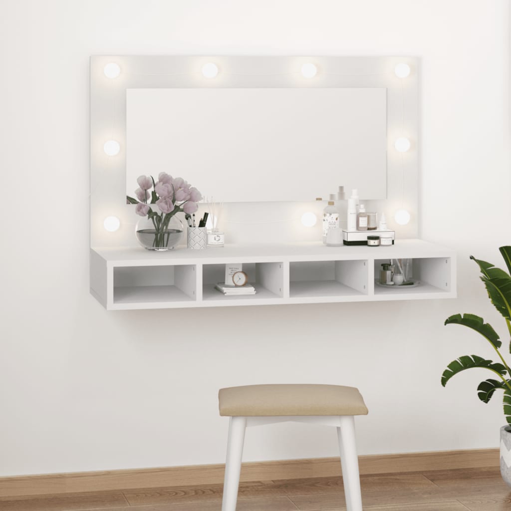 vidaXL Zrcadlová skříňka s LED bílá 90 x 31