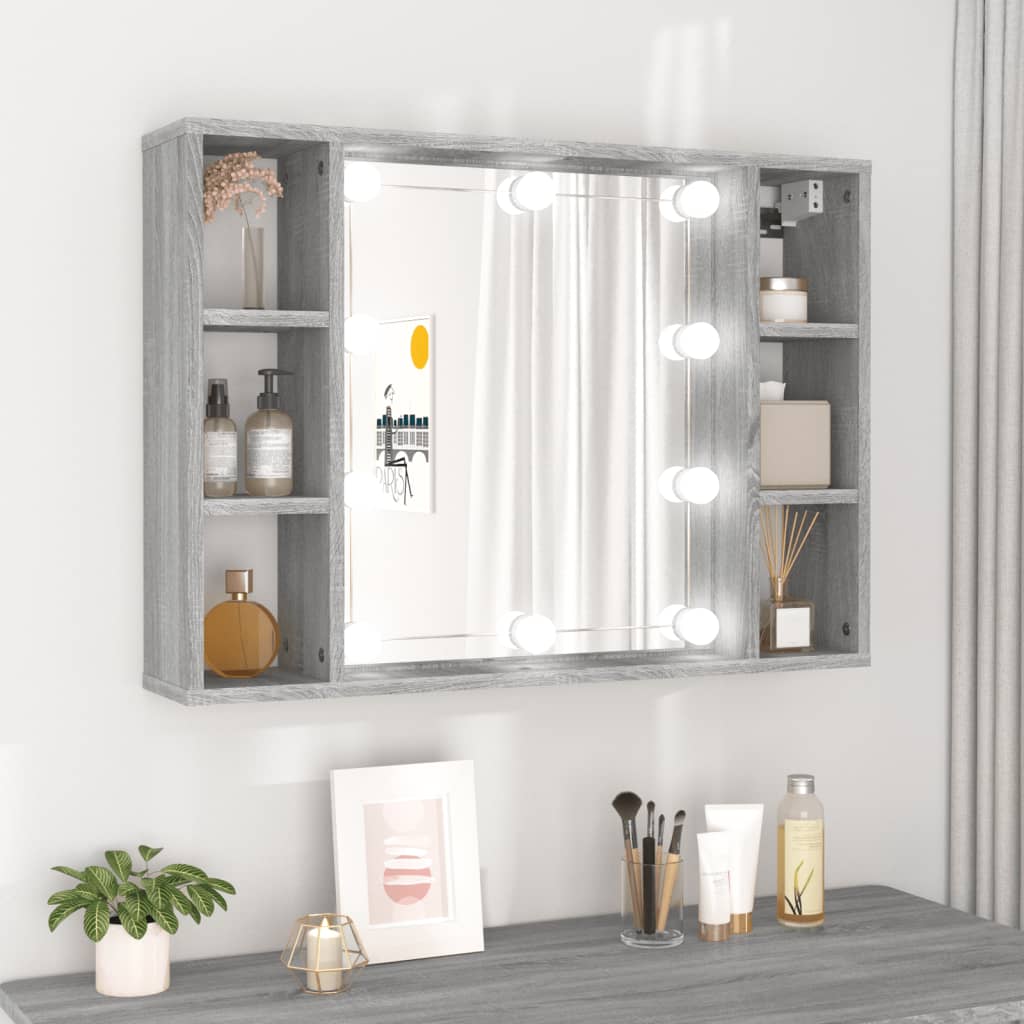 vidaXL Zrcadlová skříňka s LED šedá sonoma 76 x 15 x 55 cm