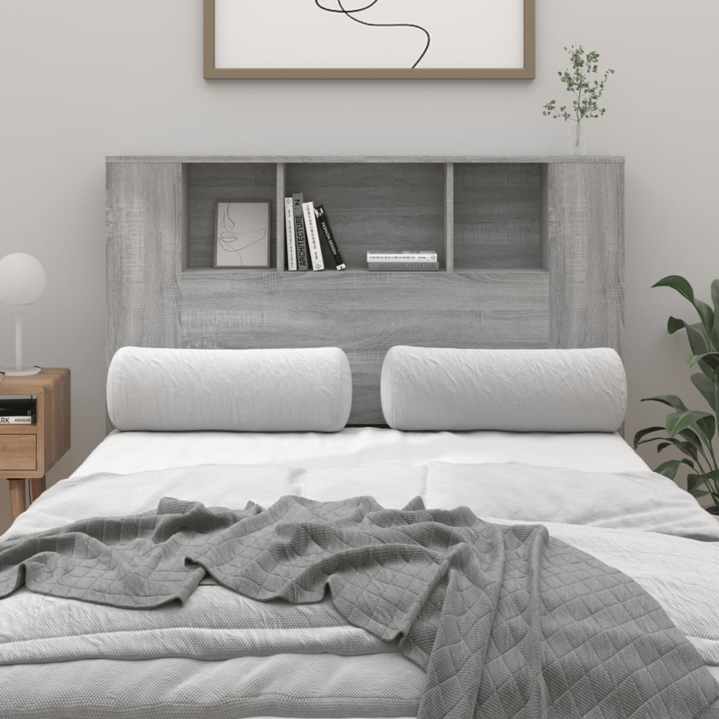 vidaXL Čelo postele s úložným prostorem šedé sonoma 120x18