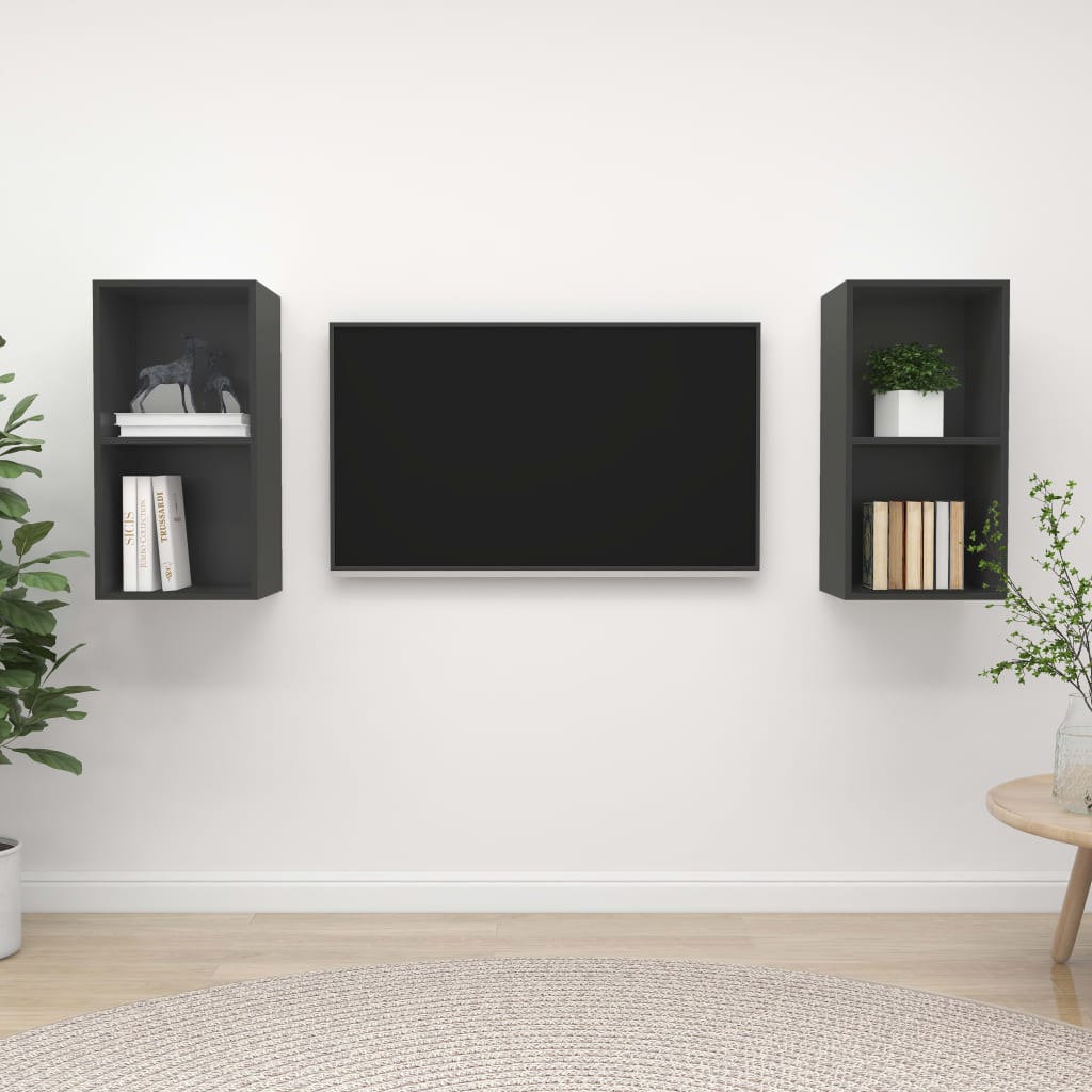 vidaXL Nástěnné TV skříňky 2 ks šedé kompozitní dřevo