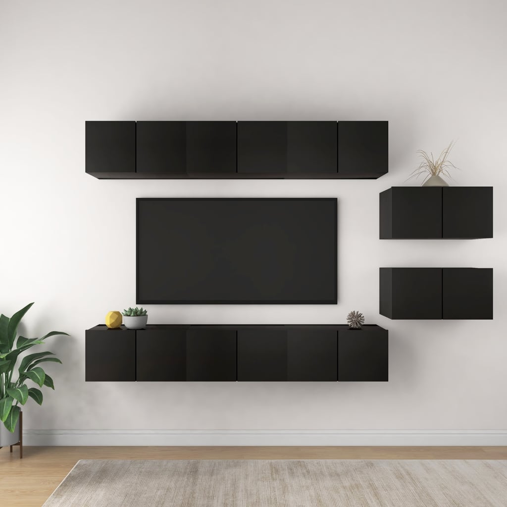 vidaXL TV skříňky 8 ks černé kompozitní dřevo